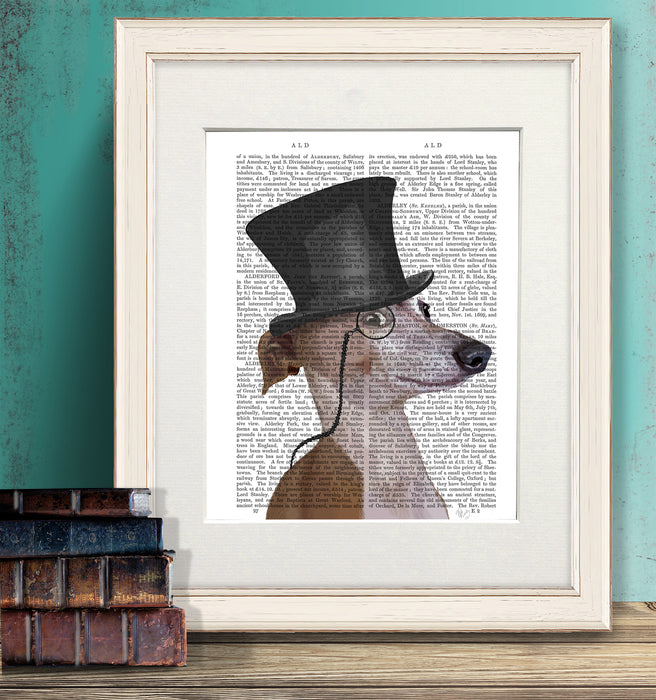 Greyhound Formal Hound and Hat Dog Book Print, Art Print, Wall Art