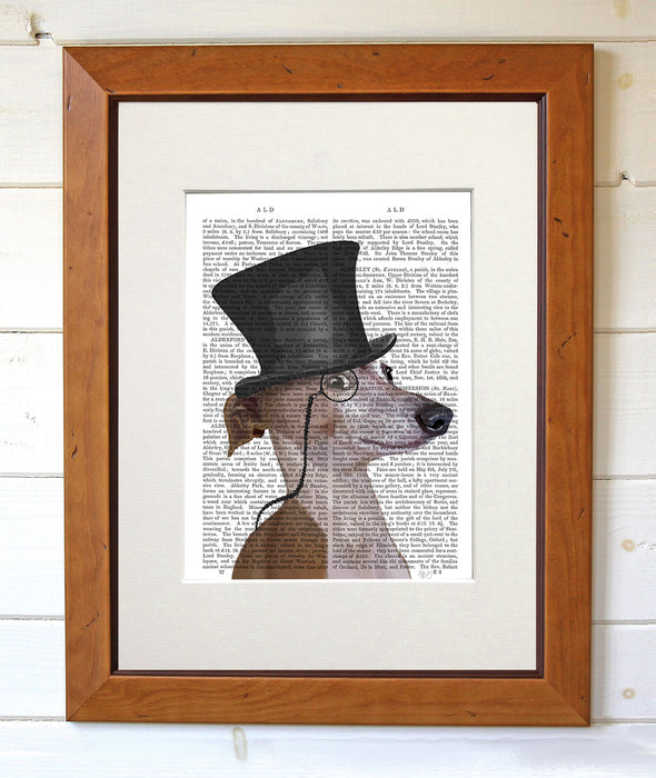 Greyhound Formal Hound and Hat Dog Book Print, Art Print, Wall Art