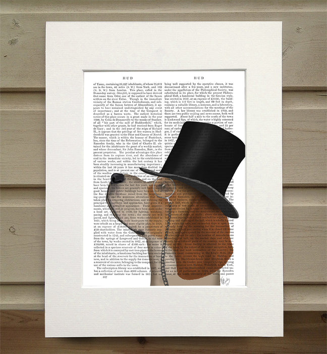 Beagle Formal Hound & Hat, Book Print, Art Print, Wall Art