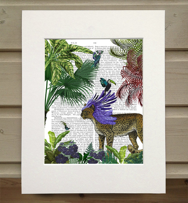 Crested Leopard In Tropical Jungle, Book Print, Art Print, Wall Art