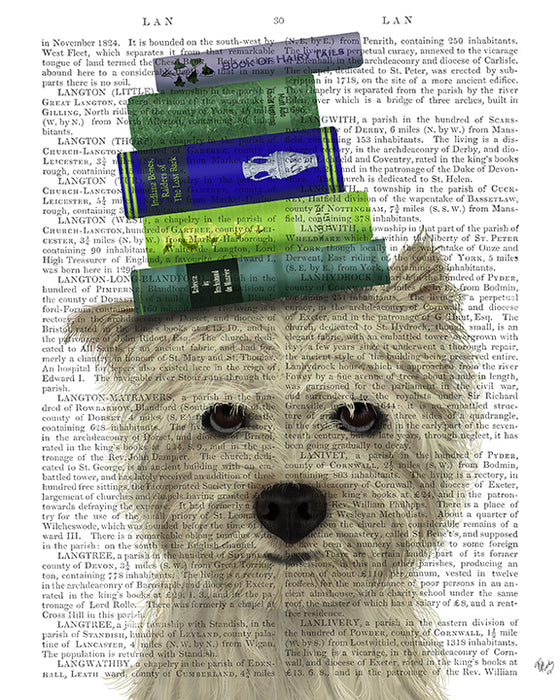 Westie and  Books Dog Book Print, Art Print, Wall Art