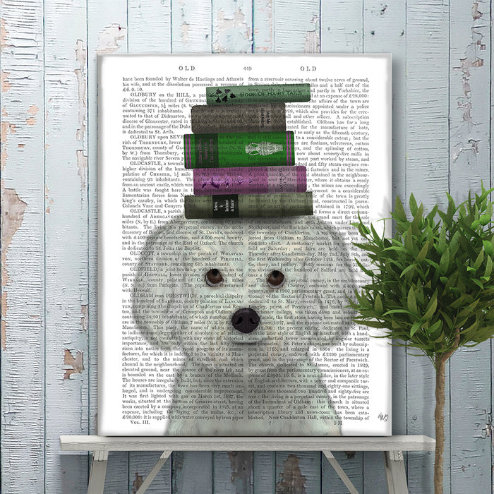 Bichon Frise and  Books Dog Book Print, Art Print, Wall Art