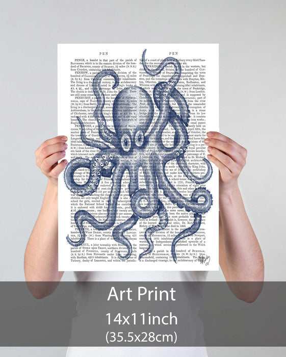 Bubble Octopus Nautical, Book Print, Art Print, Wall Art