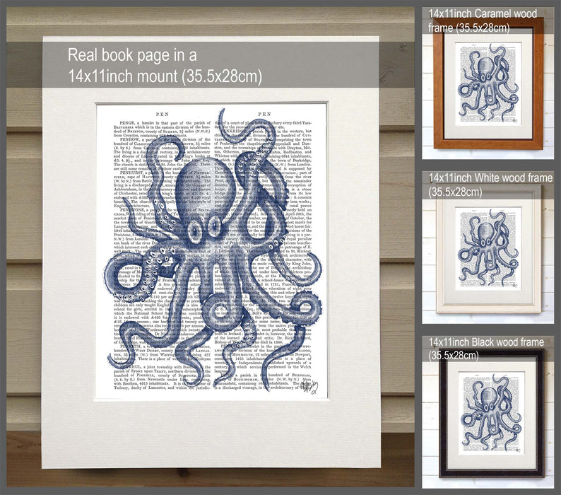 Bubble Octopus Nautical, Book Print, Art Print, Wall Art