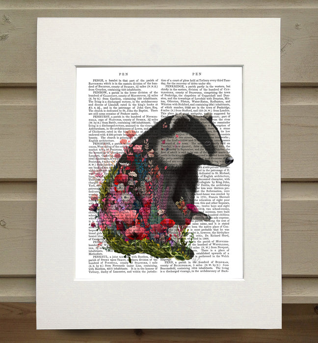 Floralessence Badger 1, Book Print, Art Print, Wall Art