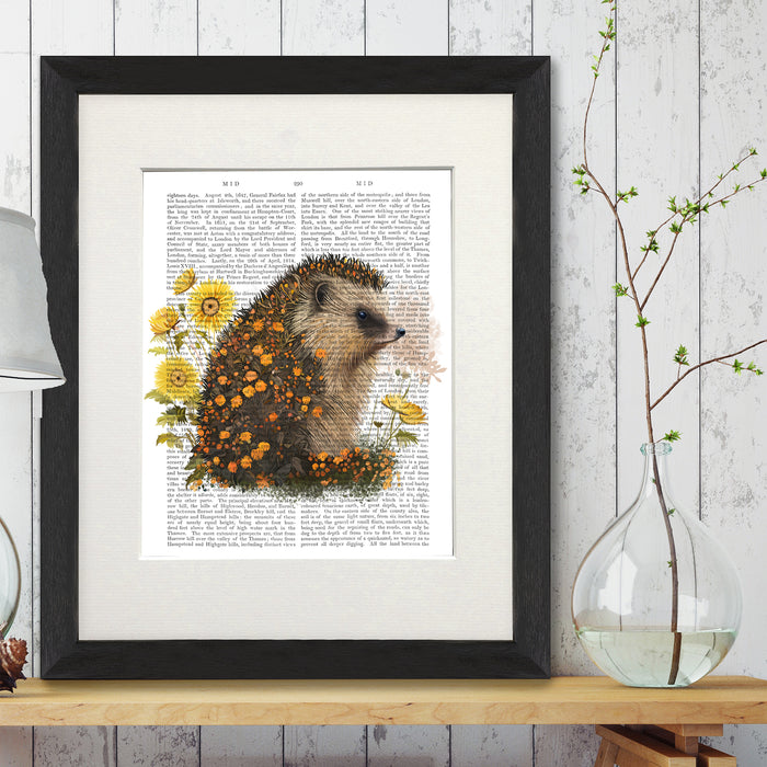 Floralessence Hedgehog 1, Book Print, Art Print, Wall Art