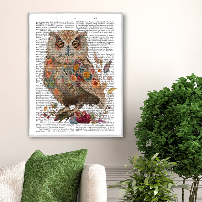 Floralessence Owl 1, Book Print, Art Print, Wall Art