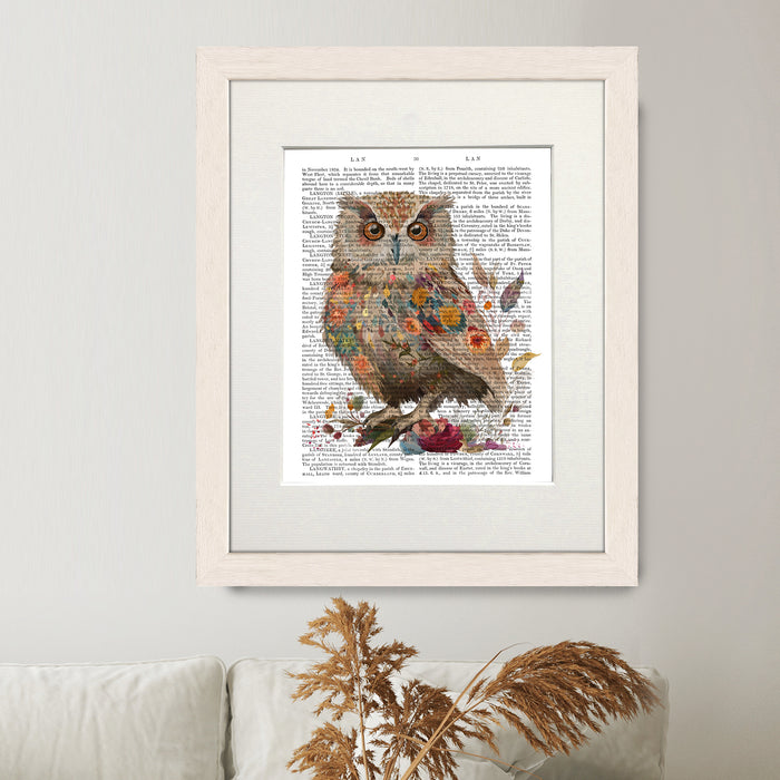 Floralessence Owl 1, Book Print, Art Print, Wall Art