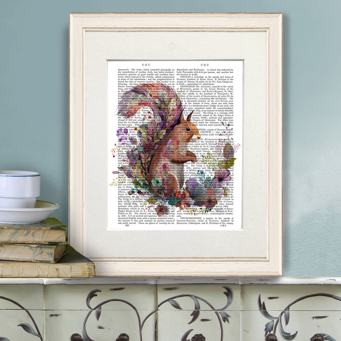 Floralessence Squirrel 2, Book Print, Art Print, Wall Art