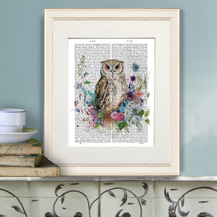 Floralessence Owl 2, Book Print, Art Print, Wall Art