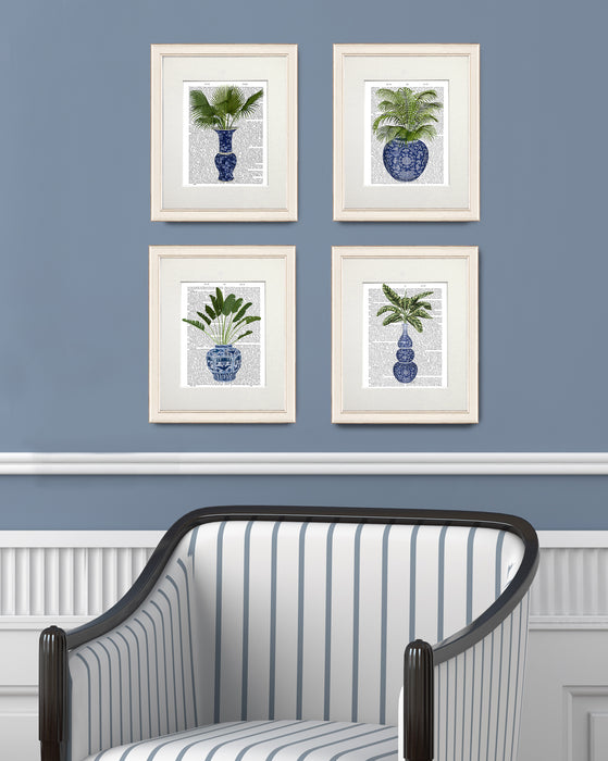 Chinoiserie Ginger Jar Botanical Collection 2 Gallery Set of 4 Book Art Print Canvas