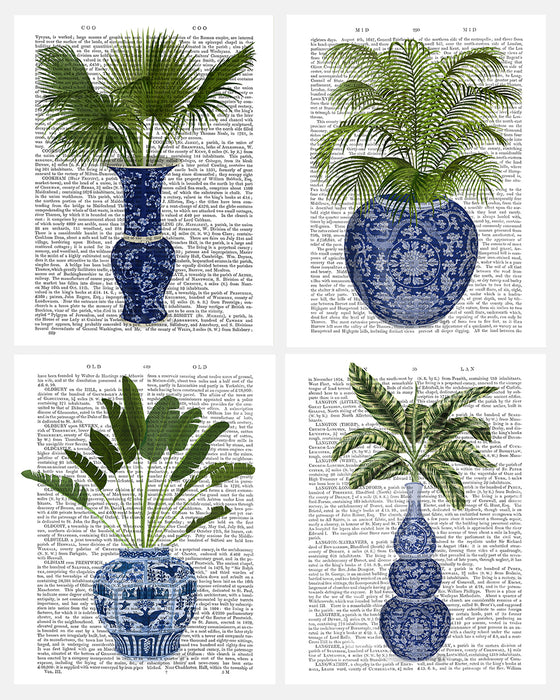 Chinoiserie Ginger Jar Botanical Collection 2 Gallery Set of 4 Book Art Print Canvas