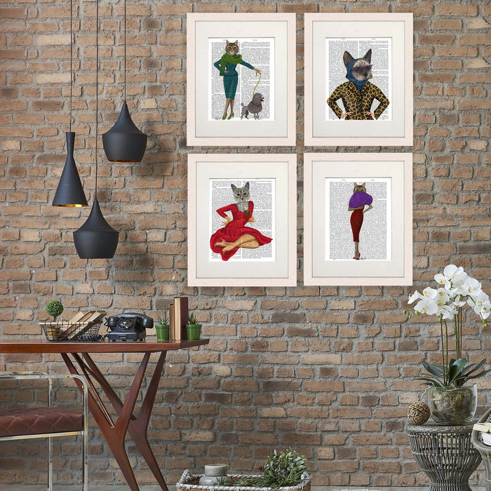 Collection, Crazy Cat Lady Gallery Set 4 Book Prints, Art Print, Canvas Art