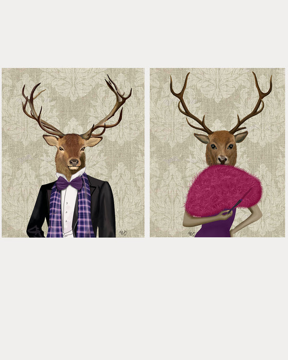 Collection - 2 prints, Deer Couple Art Print, Canvas Wall Art — FabFunky