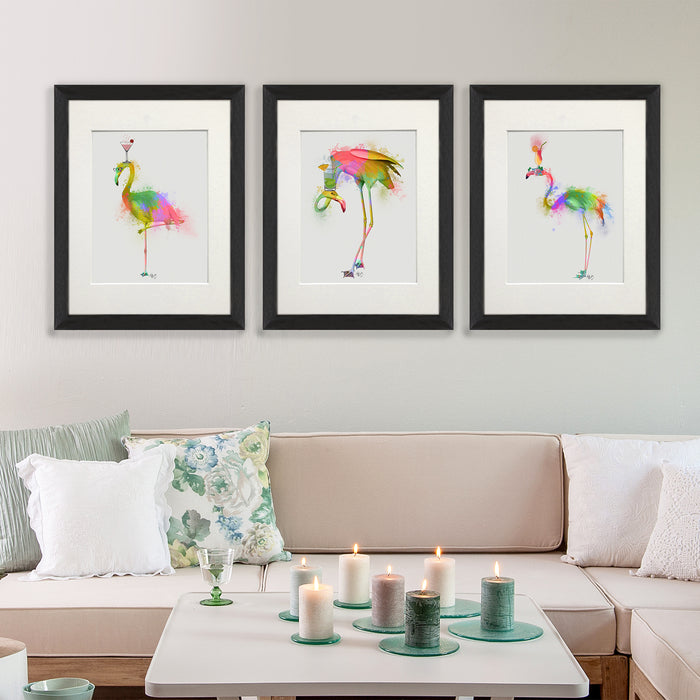 Collection - 3 prints, Flamingo Cocktail Bar Art Print, Canvas Wall Art