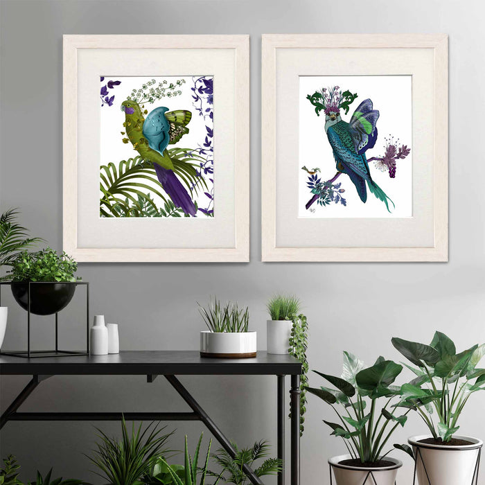 Collection - 2 prints, Tropical Butterfly Bird Art Print, Canvas Wall Art