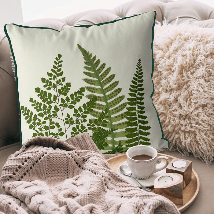 Fern Grove 2, Green leaf Cushion / Throw Pillow