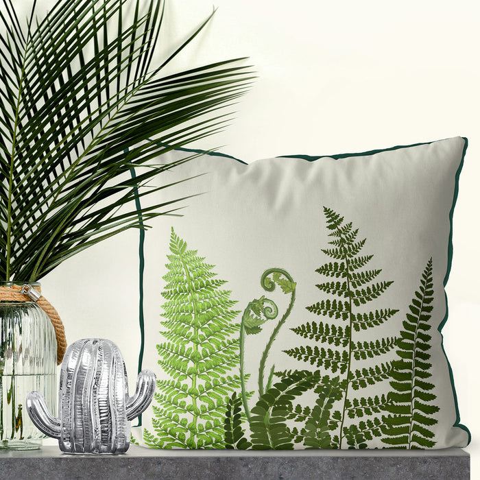 Fern Grove 3, Green leaf Cushion / Throw Pillow