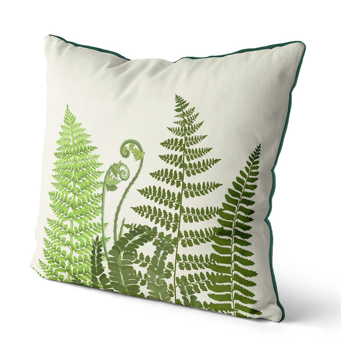 Fern Grove 3, Green leaf Cushion / Throw Pillow