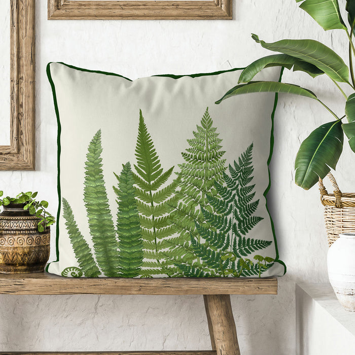 Fern Grove 4, Green leaf Cushion / Throw Pillow