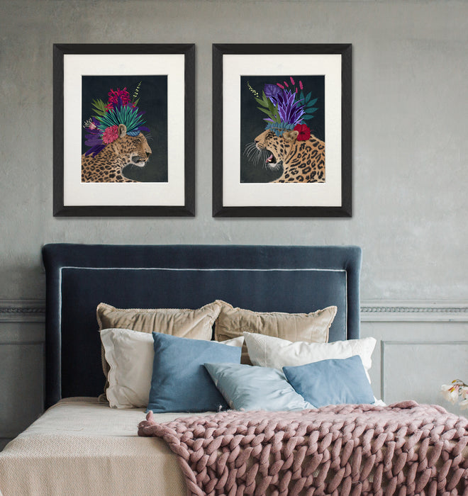 Collection - 2 prints,  Hot House Leopards Tropical Art Print, Canvas Wall Art