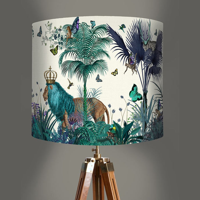 Tropical Lions, Blue, Lampshade
