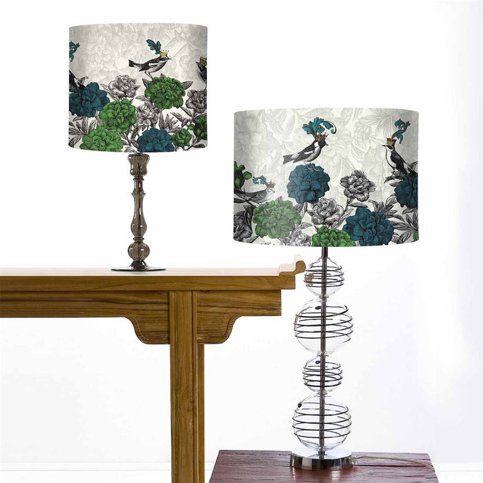 Blooming Birds, Blue and Green, Lampshade
