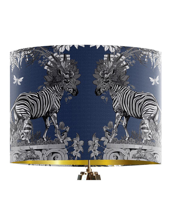 Livoris Feritas Zebra, Blue,  Gold lined Lampshade