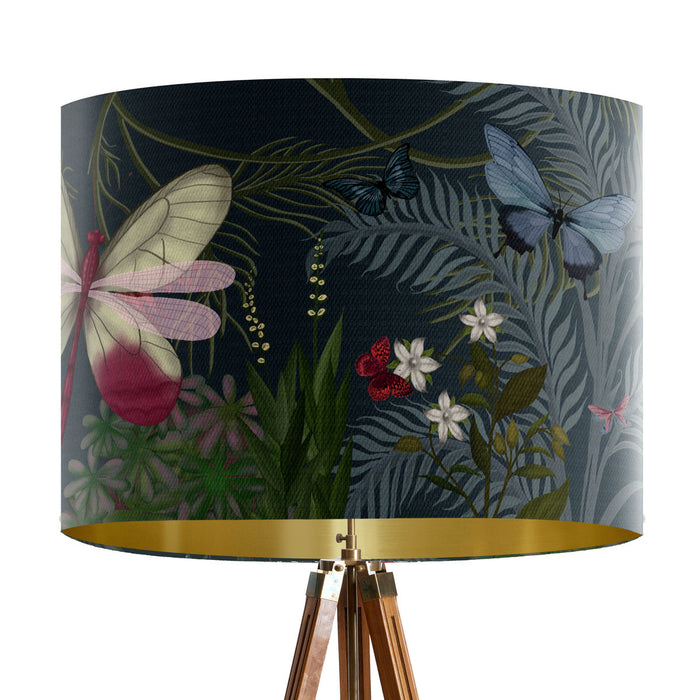 Butterfly Garden, Moonlight, Gold lined Lampshade