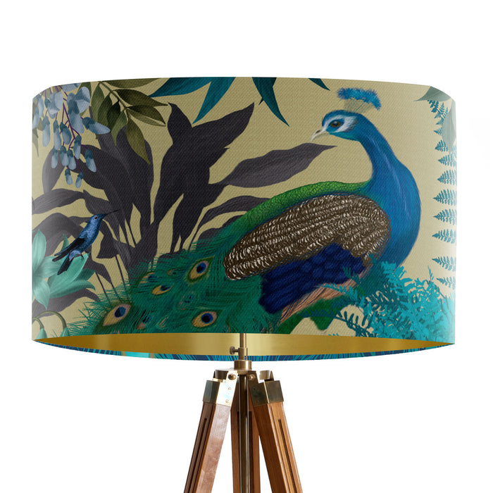 Peacock Garden, Gold, Gold lined Lampshade