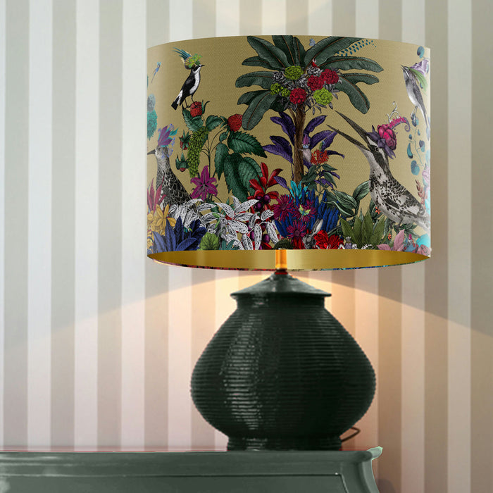 Glorious Plumes, Gold, Gold lined Lampshade