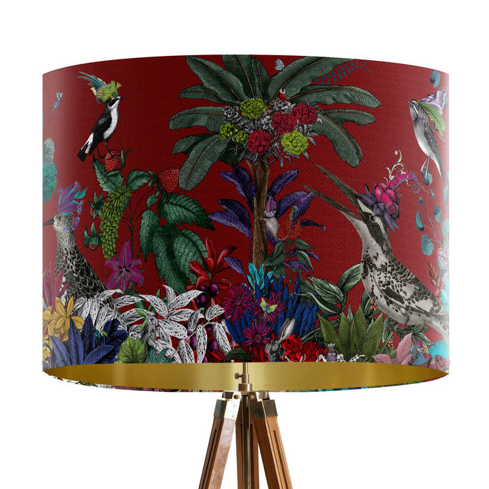 Glorious Plumes, Red, Gold lined Lampshade