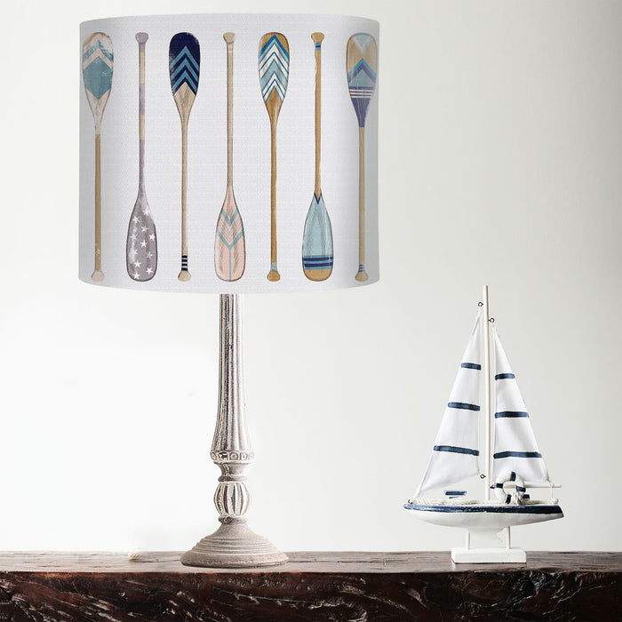 Vintage Style Oars, Blue on White, Lampshade