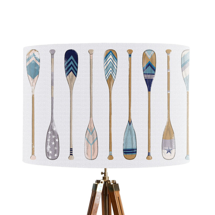 Vintage Style Oars, Blue on White, Lampshade