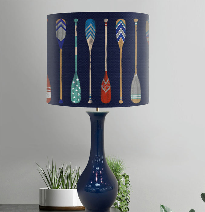 Vintage Style Oars, Bright on Blue, Lampshade