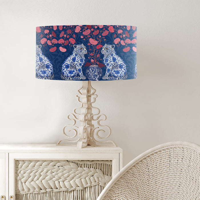 Chinoiserie Leopard Twins on Blue, Lampshade
