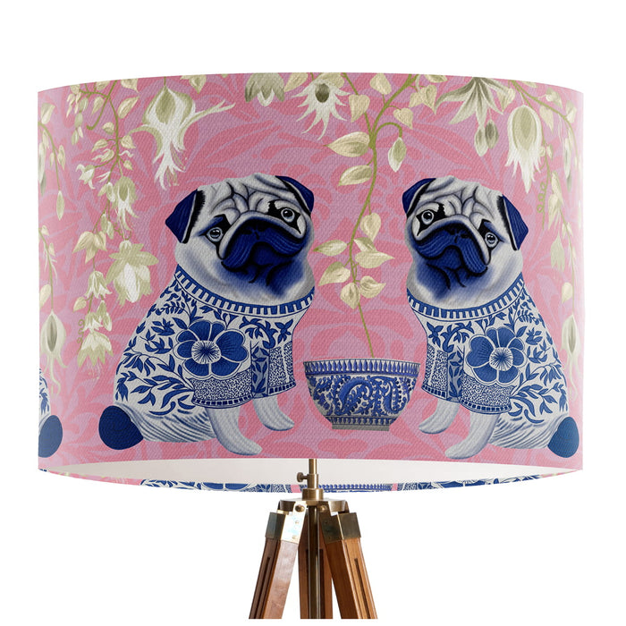 Chinoiserie Pug Twins on Pink, Lampshade
