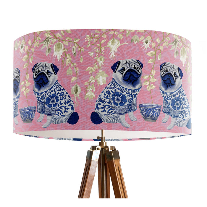 Chinoiserie Pug Twins on Pink, Lampshade