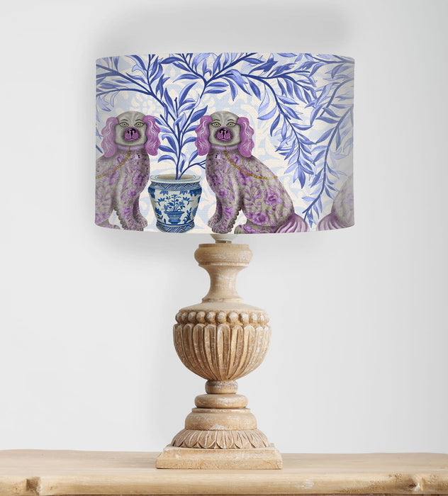 Staffordshire Dog Twins on Cream, Chinoiserie Lampshade