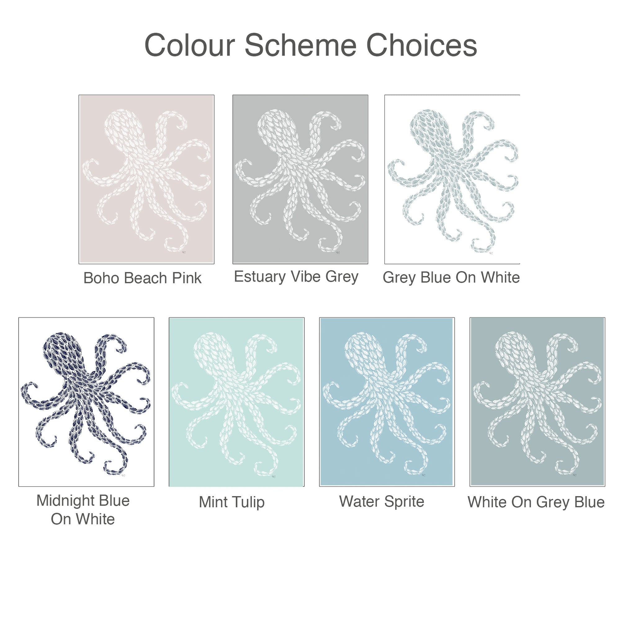 Little Fishes, Octopus, Nautical print, Coastal art — FabFunky
