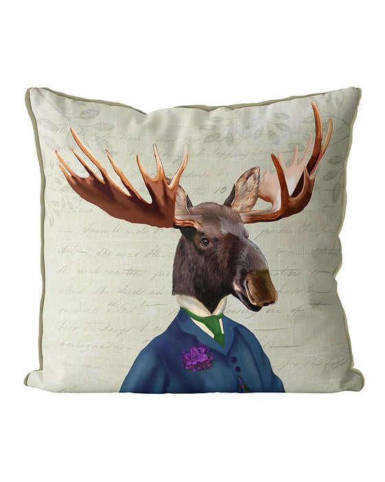 Moose In Suit, Portrait, Cushion / Throw Pillow