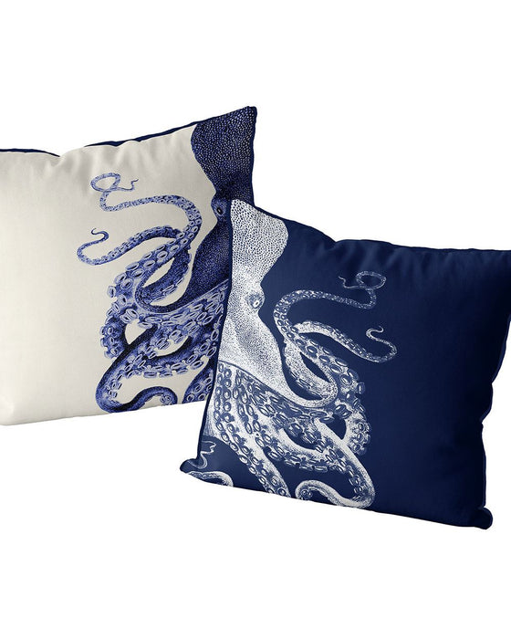 Octopus, 2 Cushion Collection, Navy Blue and Cream, Cushion / Throw Pillow