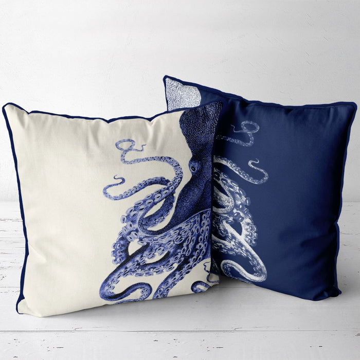 Octopus, 2 Cushion Collection, Navy Blue and Cream, Cushion / Throw Pillow