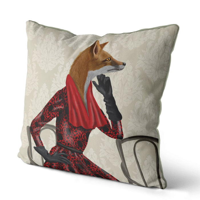 Fox with Red Scarf, Cushion / Throw Pillow