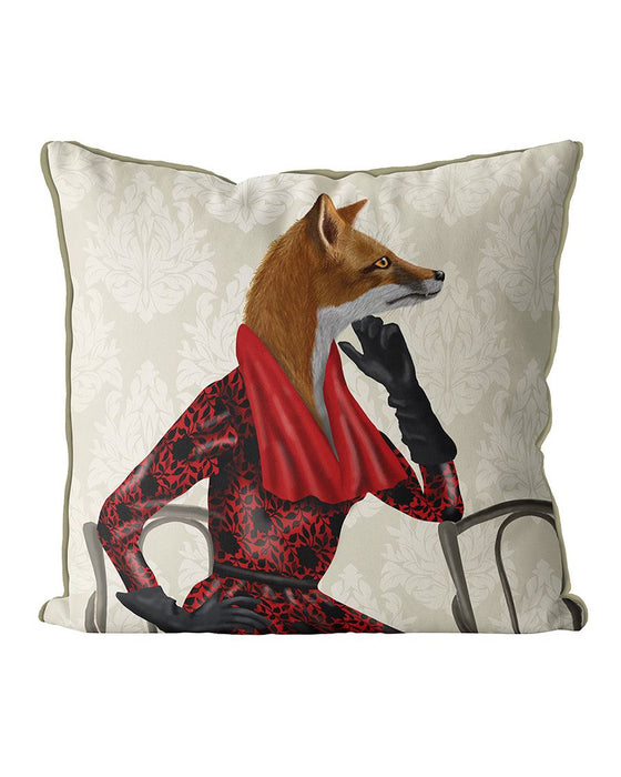 Fox with Red Scarf, Cushion / Throw Pillow