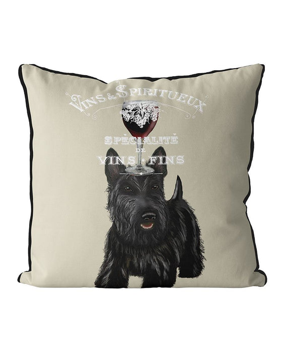 Dog Au Vin, Scottish Terrier, Cushion / Throw Pillow
