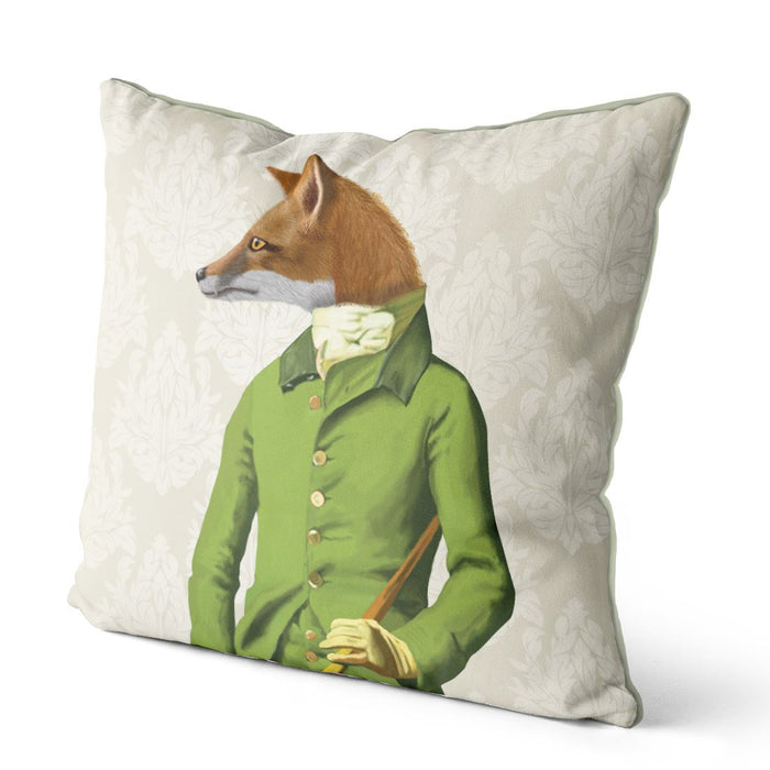 Fox in Green Jacket, Cushion / Throw Pillow