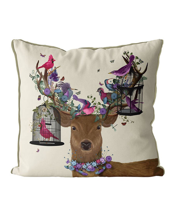 Deer Birdkeeper, Tropical Bird Cages, Cushion / Throw Pillow