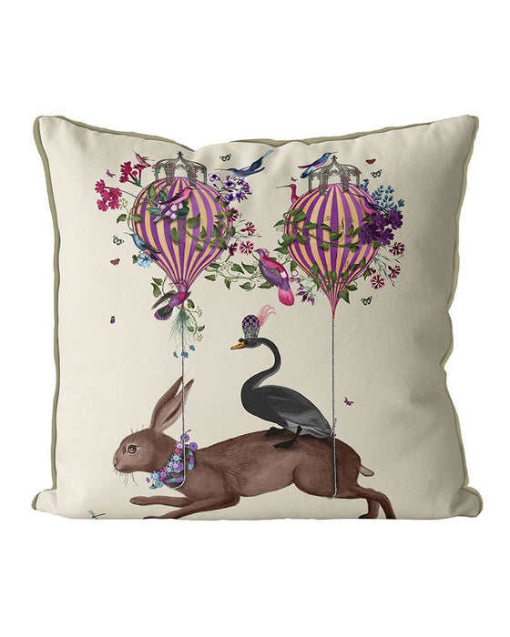 Hare Birdkeeper, Hot Air Balloon, Cushion / Throw Pillow