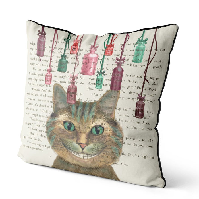 Cheshire Cat and Bottles, Cushion / Throw Pillow